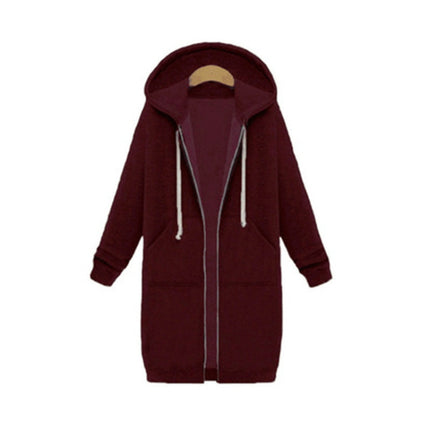 Women Hooded Long Sleeved Sweater In The Long Coat, M