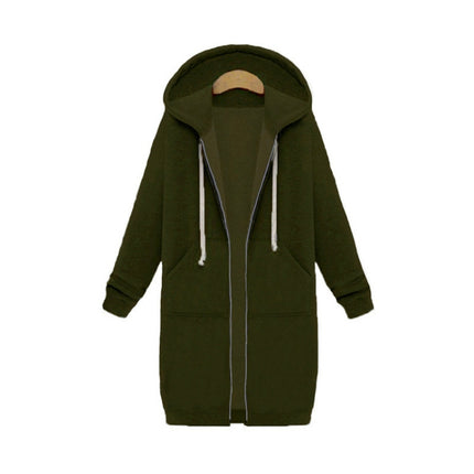 Women Hooded Long Sleeved Sweater In The Long Coat, L