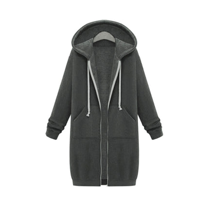 Women Hooded Long Sleeved Sweater In The Long Coat, L