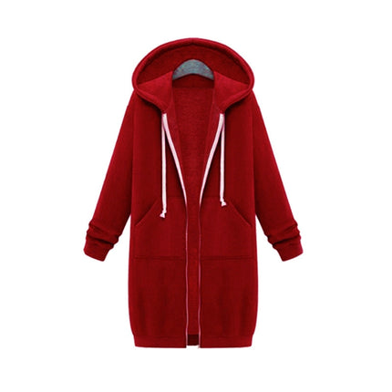 Women Hooded Long Sleeved Sweater In The Long Coat, L