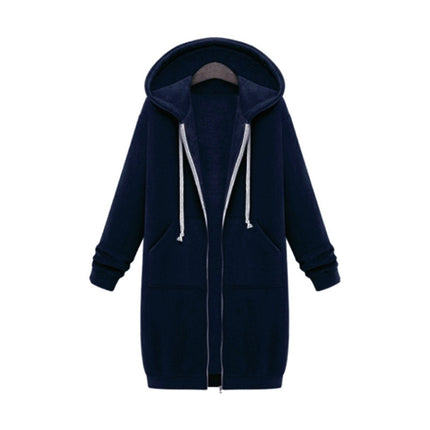 Women Hooded Long Sleeved Sweater In The Long Coat, XL