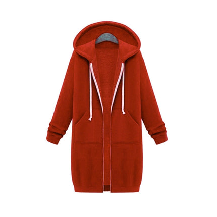 Women Hooded Long Sleeved Sweater In The Long Coat, XXL