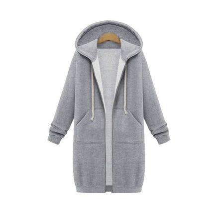 Women Hooded Long Sleeved Sweater In The Long Coat, XXXL