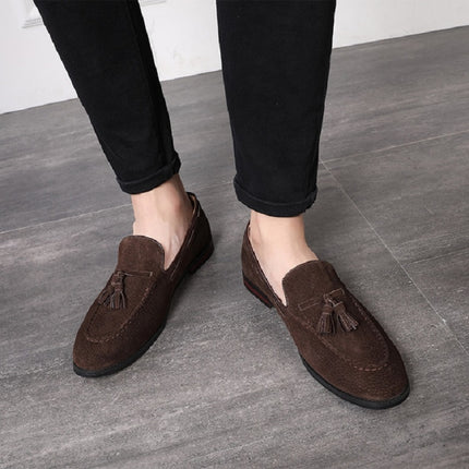 Men Leather Shoes Suede Tassels Slip-on Peas Shoes, 43, 37, 38, 39, 40, 41, 42, 44, 45, 46, 47, 48