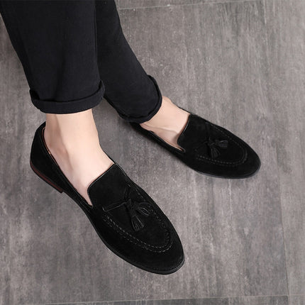 Men Leather Shoes Suede Tassels Slip-on Peas Shoes