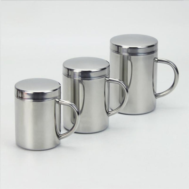 304 Stainless Steel Double Insulation Coffee Drink Milk Water Mugs Durable Drinking Cup with Lid, 304 Stainless Steel 200ml, 304 Stainless Steel 300ml, 304 Stainless Steel 400ml