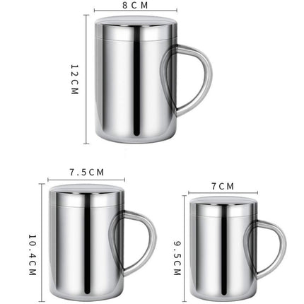 304 Stainless Steel Double Insulation Coffee Drink Milk Water Mugs Durable Drinking Cup with Lid, 304 Stainless Steel 200ml, 304 Stainless Steel 300ml, 304 Stainless Steel 400ml