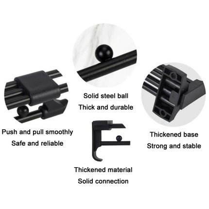 Wardrobe Hardware Push-Pull Hanging Rod Clothes Rail, Y03 Black 16 inches 7 beads, Y03 Black 18 inch 8 Beads