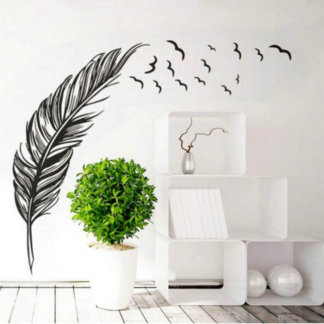 PVC Feather Creative Home Bedroom Sofa Background Wall Sticker, Left, Right