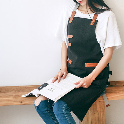 Washed Canvas Apron Chef Cafe Shop BBQ Hairdresser Aprons