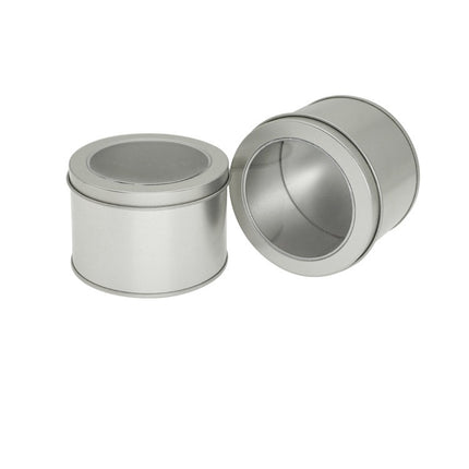 Deep Round Skylight Transparent Window Top Cover Tin Box Food Tea Can Baking Cake Box, 9cm x 9cm x 6cm