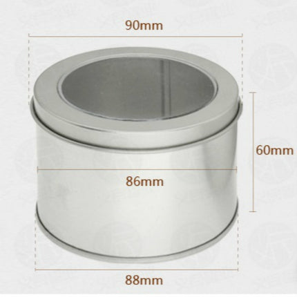 Deep Round Skylight Transparent Window Top Cover Tin Box Food Tea Can Baking Cake Box, 9cm x 9cm x 6cm