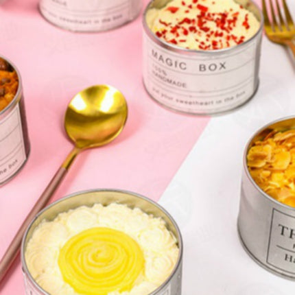 Deep Round Skylight Transparent Window Top Cover Tin Box Food Tea Can Baking Cake Box, 9cm x 9cm x 6cm