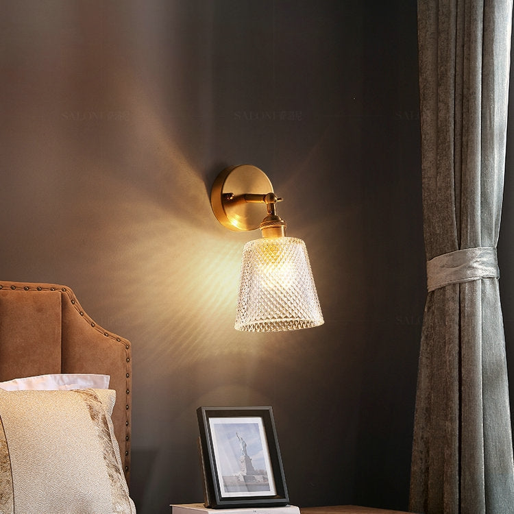 Copper Living Room Bedroom Crystal Wall Lamp