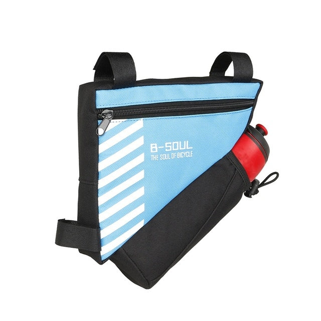 B-soul Bicycle Bags With Water Bottle Triangle Pouch Solid Cycling Front Tube Frame Bag Pocket, 20.5*18*5cm