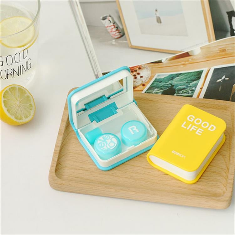Eyekan Lovers Cartoon Cute Book Travel Glasses Contact Lenses Box for Eyes Care