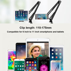 Universal 360 Degree Rotating Flexible Long Arm Lazy Phone Tablet Pad Holder Clip Bracket, 3.5-10.6 inch Phone Tablet Pad (Black)