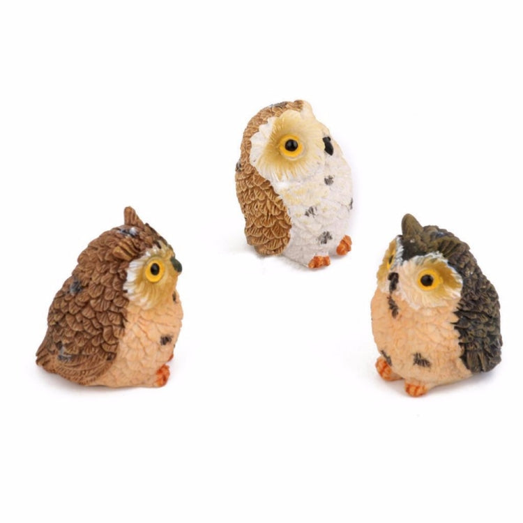 2 PCS Moss Micro Landscape Creative Resin Mini Owl Ornament，Random Color Delivery, Micro Landscape Owl