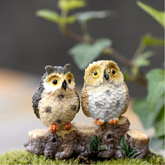 2 PCS Moss Micro Landscape Creative Resin Mini Owl Ornament，Random Color Delivery, Micro Landscape Owl