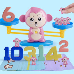Monkey Balance Scale Toy Child Educational Math Toys, Monkey Pink, Monkey Brown