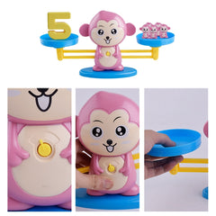 Monkey Balance Scale Toy Child Educational Math Toys, Monkey Pink, Monkey Brown