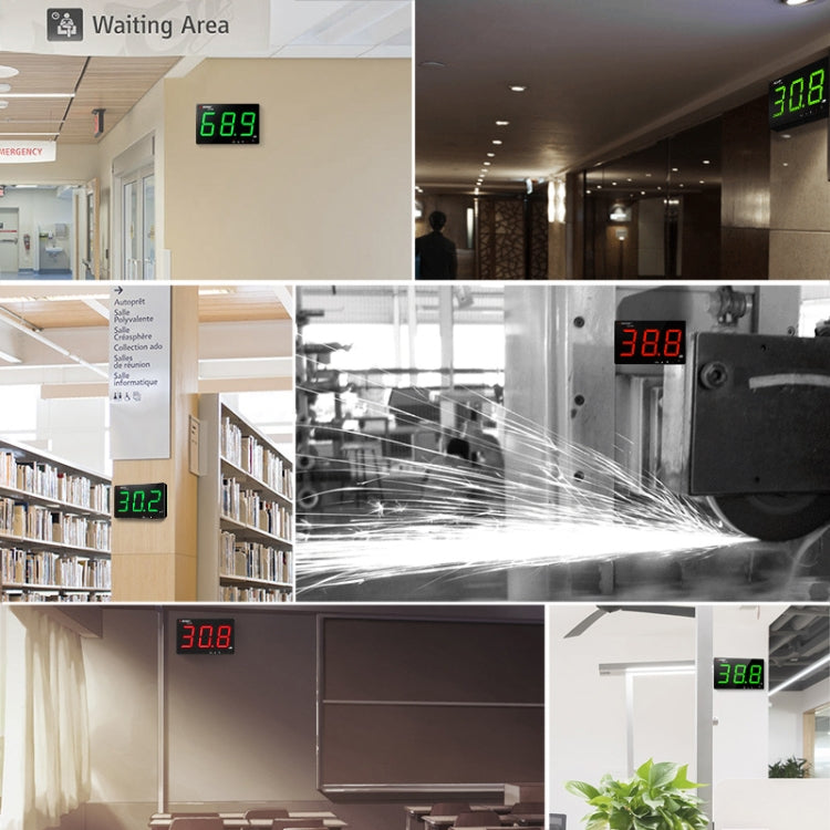 SNDWAY Wall-mounted 30~130dB Large Screen Digital Display Noise Decibel Monitoring Testers, SW525B with Storage + USB, SW526A 18 inch Display, SW525G with Storage + USB Green