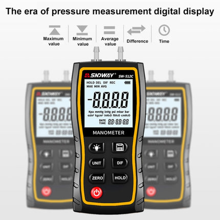 SNDWAY SW512 High Precision Digital Positive and Negative Differential Pressure Tester