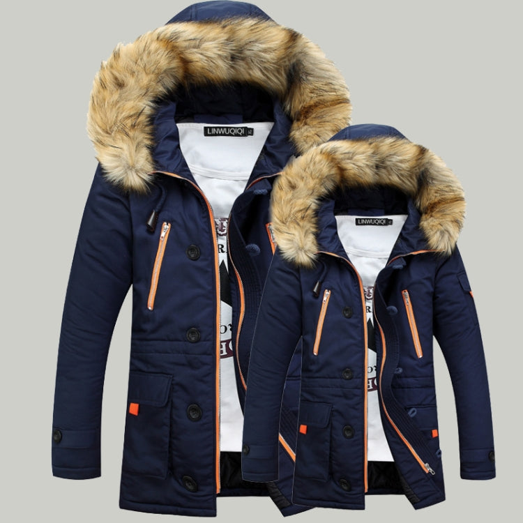 Long Section Cotton Suit Men Plus Velvet Thick Warm Jacket Large Fur Collar Coat Lovers Jacket