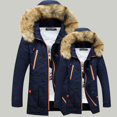 Long Section Cotton Suit Men Plus Velvet Thick Warm Jacket Large Fur Collar Coat Lovers Jacket