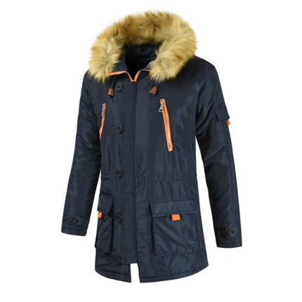 Long Section Cotton Suit Men Plus Velvet Thick Warm Jacket Large Fur Collar Coat Lovers Jacket