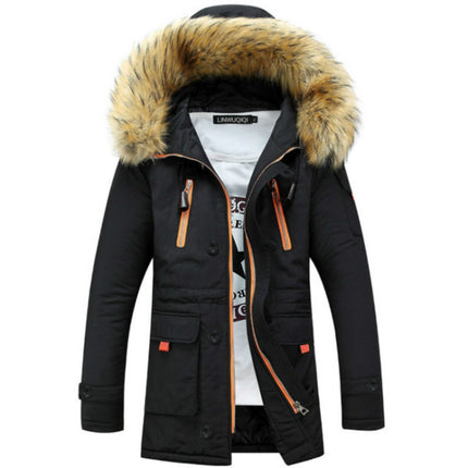 Long Section Cotton Suit Men Plus Velvet Thick Warm Jacket Large Fur Collar Coat Lovers Jacket