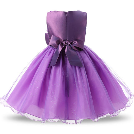 Girls Sleeveless Rose Flower Pattern Bow-knot Lace Dress Show Dress, Blue 90cm, Blue 100cm, Blue 110cm, Blue 120cm, Blue 130cm, Blue 140cm, Pink 130cm, Pink 140cm, Purple 100cm, Purple 110cm, Purple 120cm, Purple 140cm, Purple 90cm, Purple 130cm       ...