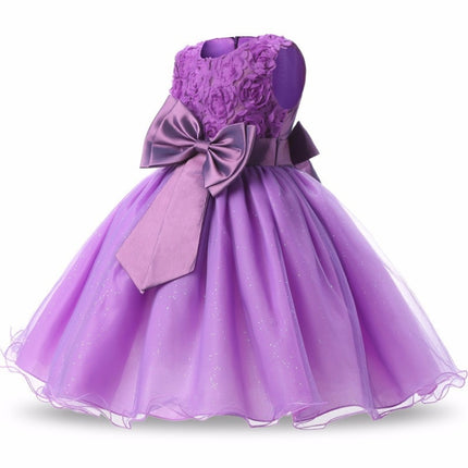 Girls Sleeveless Rose Flower Pattern Bow-knot Lace Dress Show Dress, Blue 90cm, Blue 100cm, Blue 110cm, Blue 120cm, Blue 130cm, Blue 140cm, Pink 130cm, Pink 140cm, Purple 100cm, Purple 110cm, Purple 120cm, Purple 140cm, Purple 90cm, Purple 130cm       ...