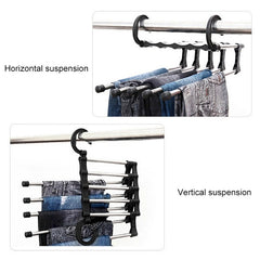 Multifunctional  5 in 1 Telescopic Folding Wardrobe Magic Trousers Rack, 5 in 1 Telescopic Rack