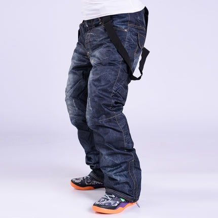 Men Snow Pants Cowboy Style Winter Outdoor Snowboarding Skiing Trousers with Belt