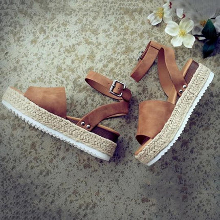 One-button Buckle Platform Women Sandals, 35, 36, 37, 38, 39, 40, 41, 42, 43, 44