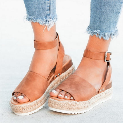 One-button Buckle Platform Women Sandals, 35, 36, 37, 38, 39, 40, 41, 42, 43, 44