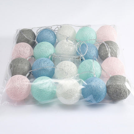 3M 20 Leds Cotton Ball Light String Holiday Wedding Christmas Party Bedroom Fairy Lights Outdoor LED Light Garland Decoration, USB, Battery, EU Plug