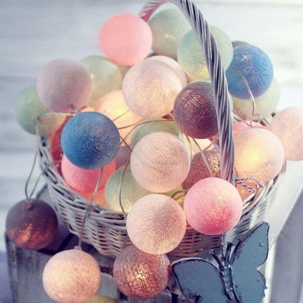 3M 20 Leds Cotton Ball Light String Holiday Wedding Christmas Party Bedroom Fairy Lights Outdoor LED Light Garland Decoration, USB, Battery, EU Plug