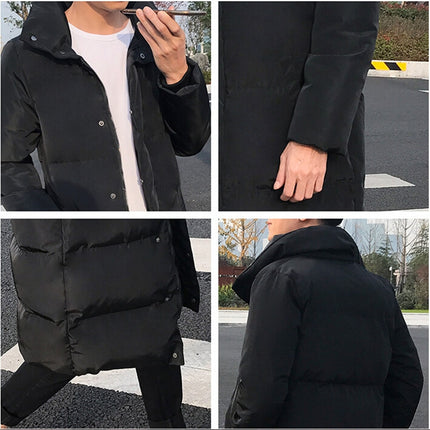 Mens Long Down Jacket Coat Winter Parkas Thick Warm Slim Fit Male Overcoat