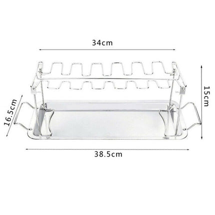 Stainless Steel Chicken Wing Leg Barbecue Rack with Drip Pan, Barbecue Rack