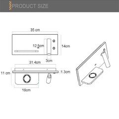 Wireless Wall Lamp USB 5V Charger Wall Lights Hotel Headboard Reading Lighting Spot Luminaire Lamp