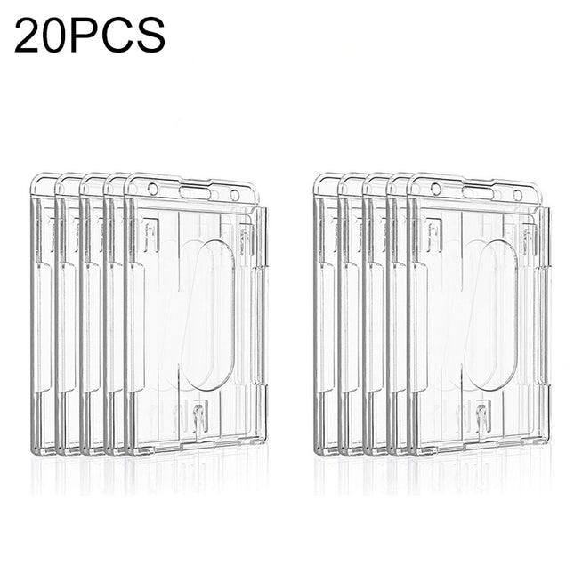 20 PCS Hard Plastic ID Badge Card Holder Integrated Injection Molded Transparent Double-sided Card Holder