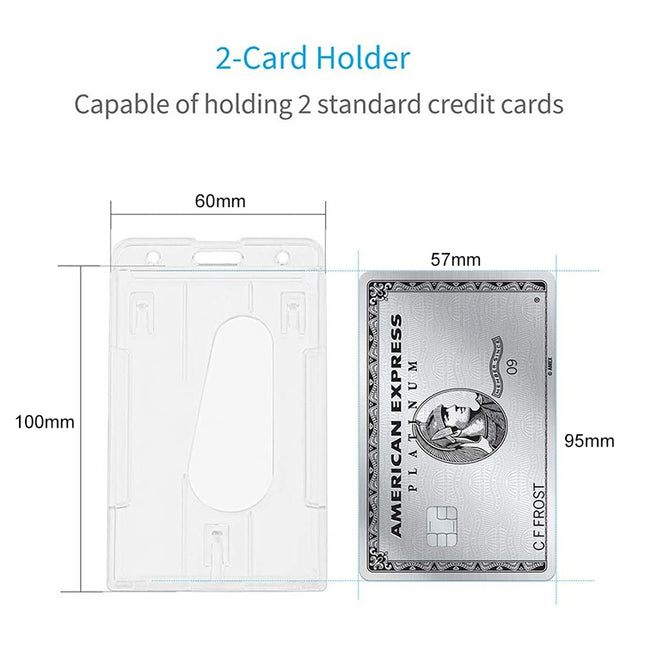 20 PCS Hard Plastic ID Badge Card Holder Integrated Injection Molded Transparent Double-sided Card Holder, Vertical Type PS