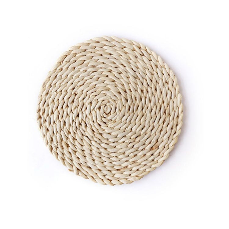 2 PCS Non-slip Natural Corn Woven Thickening Insulated Tea Mat Table Heat-resistant Casserole Mat, Oval placemat 30x45.5cm, Round Coaster 10cm, Round Placemat 22cm, Round Placemat 35cm