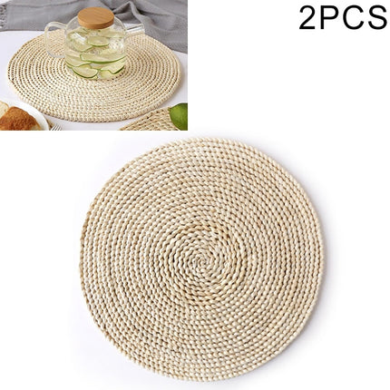 2 PCS Non-slip Natural Corn Woven Thickening Insulated Tea Mat Table Heat-resistant Casserole Mat