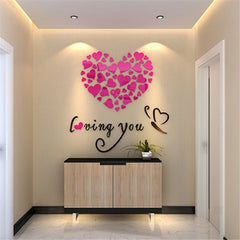 Love Heart DIY Removable Wall Stickers Room Decor 3d Wall Stickers, Size: 40cm x 40cm