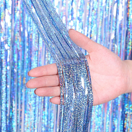 Laser Rain Tinsel Foil Curtain Birthday Party Decoration Tassel Wall,, 1x1m, 1x2m, 1x2.5m, 1x3m, 1x4m