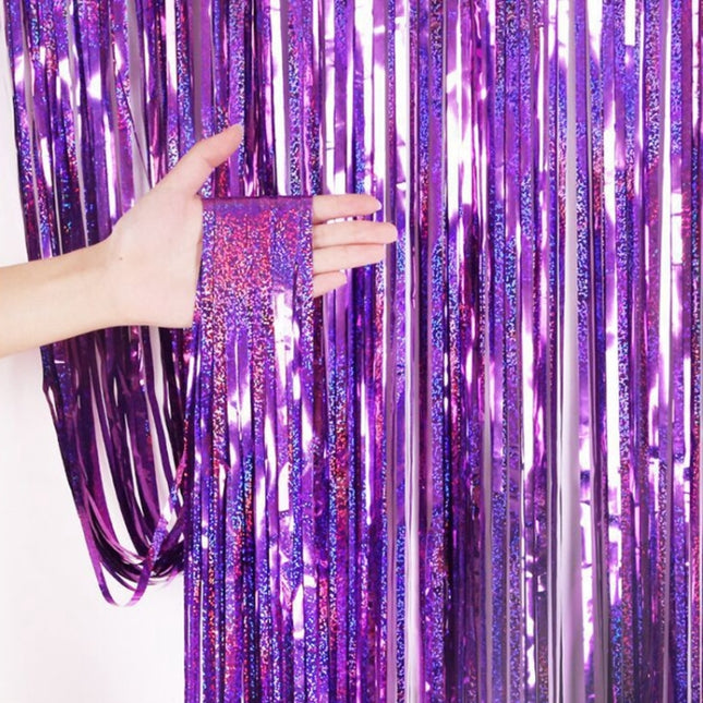 Laser Rain Tinsel Foil Curtain Birthday Party Decoration Tassel Wall,, 1x1m, 1x2m, 1x2.5m, 1x3m