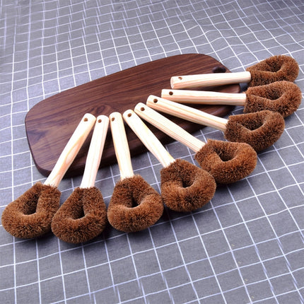 10 PCS Natural Coconut Palm Non-stick Oil Long Handle Pot Brush Cleaning Brush Kitchen Cleaning Tool